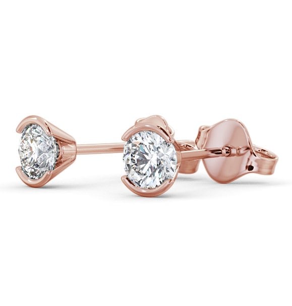 Round Diamond Open Bezel Stud Earrings 9K Rose Gold - June ERG125_RG_THUMB1
