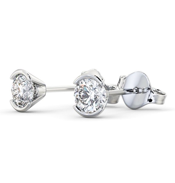  Round Diamond Open Bezel Stud Earrings 18K White Gold - June ERG125_WG_THUMB1 