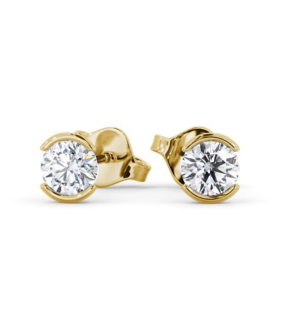  Round Diamond Open Bezel Stud Earrings 18K Yellow Gold - June ERG125_YG_THUMB2 