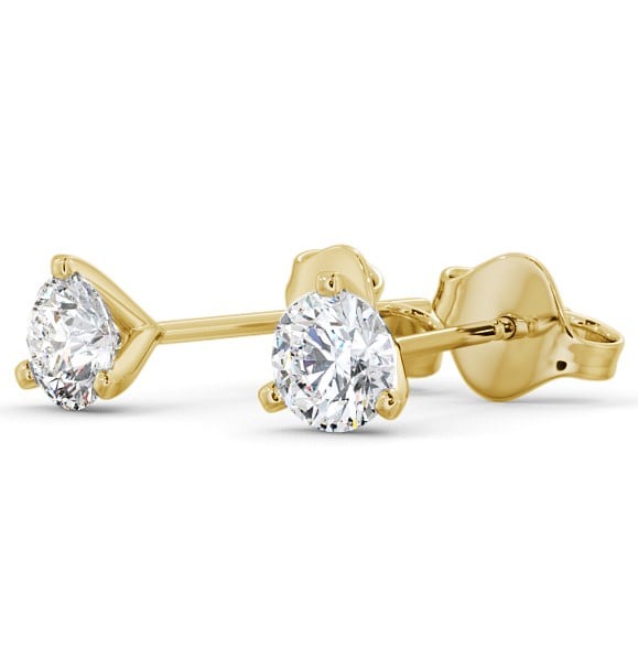  Round Diamond Three Claw Stud Earrings 18K Yellow Gold - Carel ERG126_YG_THUMB1 