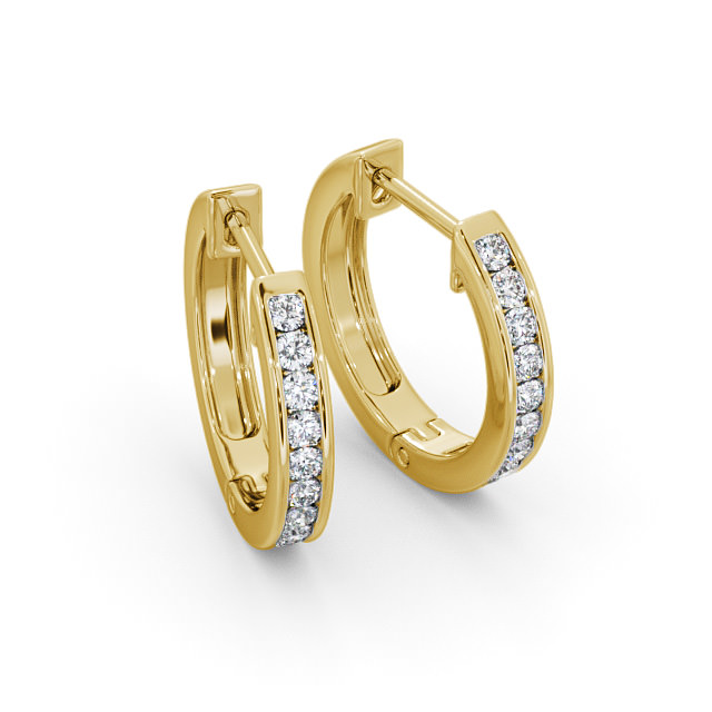 Hoop Round Diamond Earrings 9K Yellow Gold - Veronica ERG127_YG_FLAT