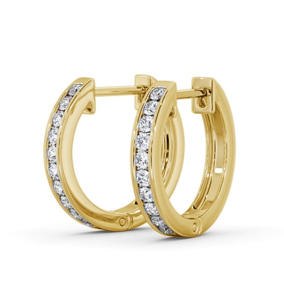  Hoop Round Diamond Earrings 18K Yellow Gold - Veronica ERG127_YG_THUMB1 