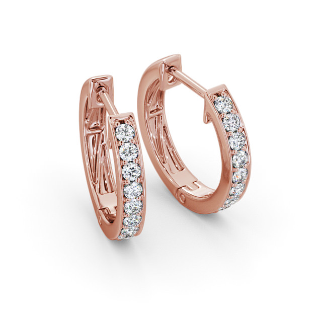 Hoop Round Diamond Earrings 18K Rose Gold - Ardallie ERG128_RG_FLAT