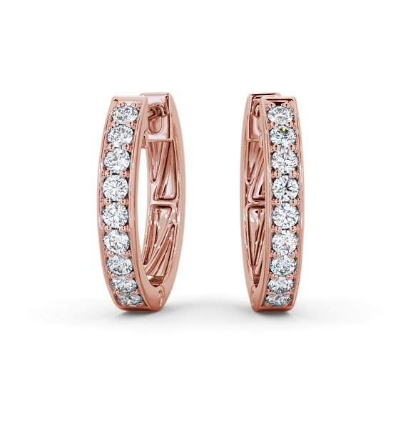  Hoop Round Diamond Earrings 18K Rose Gold - Ardallie ERG128_RG_THUMB2 