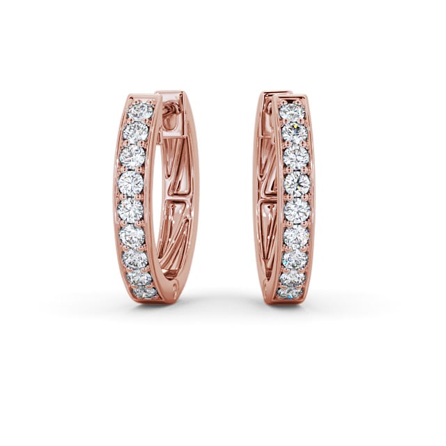 Hoop Round Diamond Earrings 18K Rose Gold - Ardallie ERG128_RG_UP