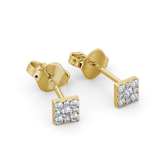 Cluster Round Diamond Earrings 9K Yellow Gold - Georgette ERG129_YG_FLAT