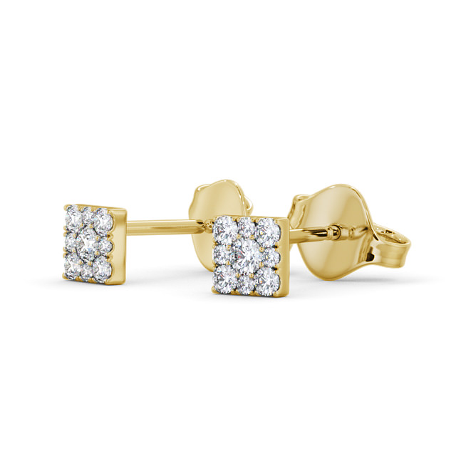 Cluster Round Diamond Earrings 9K Yellow Gold - Georgette ERG129_YG_SIDE