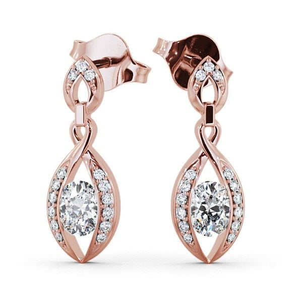  Drop Oval Diamond Earrings 9K Rose Gold - Ingoe ERG12_RG_THUMB2 