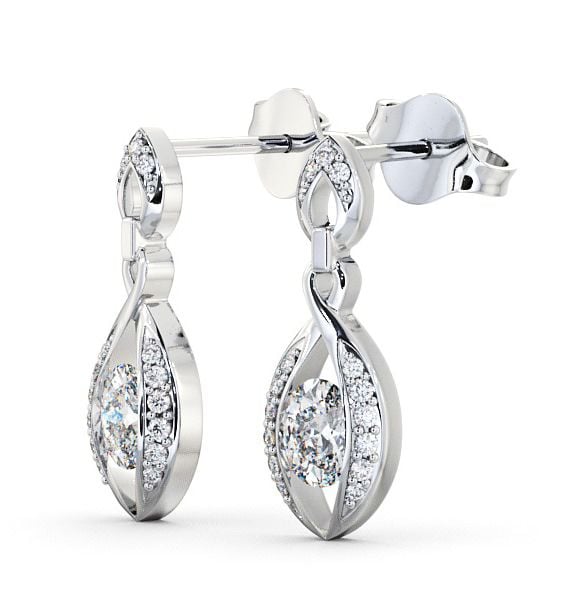  Drop Oval Diamond Earrings 9K White Gold - Ingoe ERG12_WG_THUMB1 
