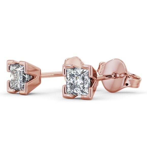 Princess Diamond Split Bezel Stud Earrings 18K Rose Gold - Emol ERG130_RG_THUMB1