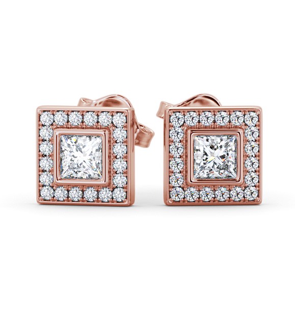  Halo Princess Diamond Earrings 9K Rose Gold - Milton ERG131_RG_THUMB2 