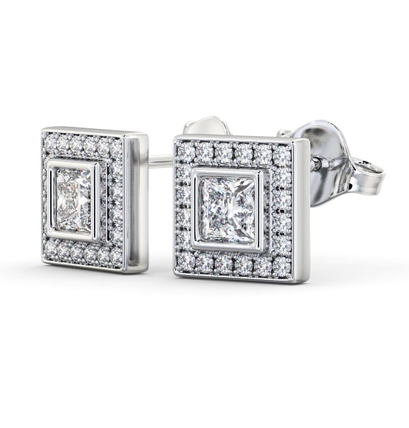 Halo Princess Diamond Earrings 9K White Gold - Milton ERG131_WG_THUMB1