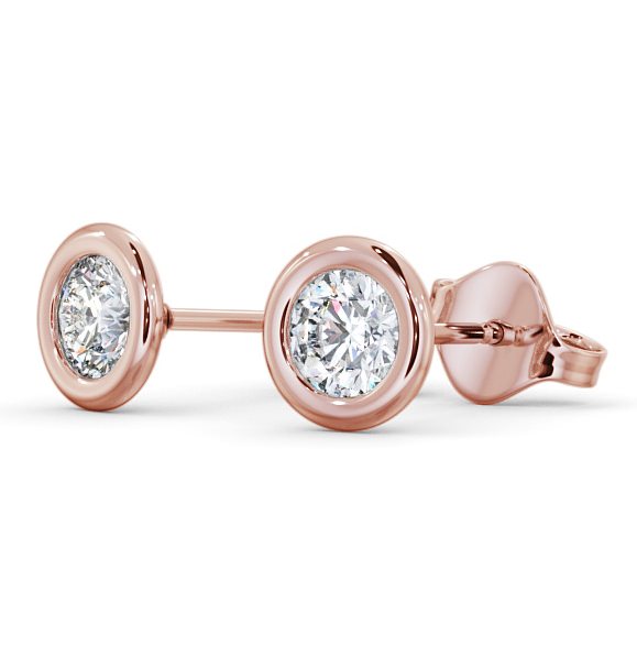 Round Diamond Open Bezel Stud Earrings 9K Rose Gold - Soprena ERG133_RG_THUMB1