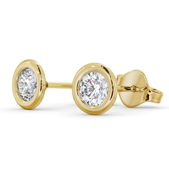 Round Diamond Open Bezel Stud Earrings 9K Yellow Gold - Soprena ERG133_YG_THUMB1