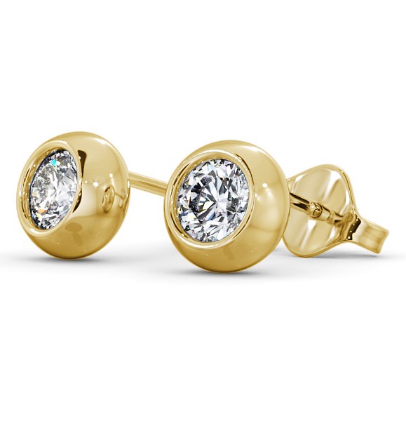  Round Diamond Bezel Stud Earrings 18K Yellow Gold - Audrey ERG134_YG_THUMB1 