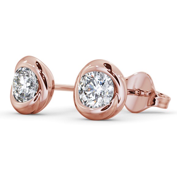 Round Diamond Bezel Stud Earrings 18K Rose Gold - April ERG135_RG_THUMB1