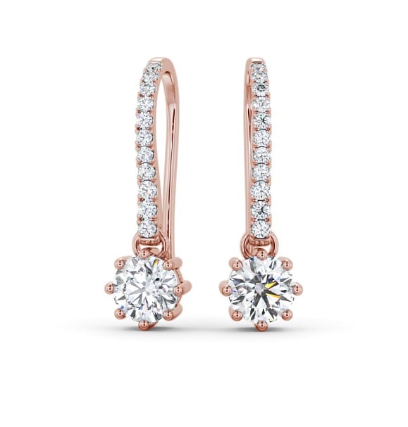  Drop Round Diamond Earrings 9K Rose Gold - Lorenza ERG139_RG_THUMB2 