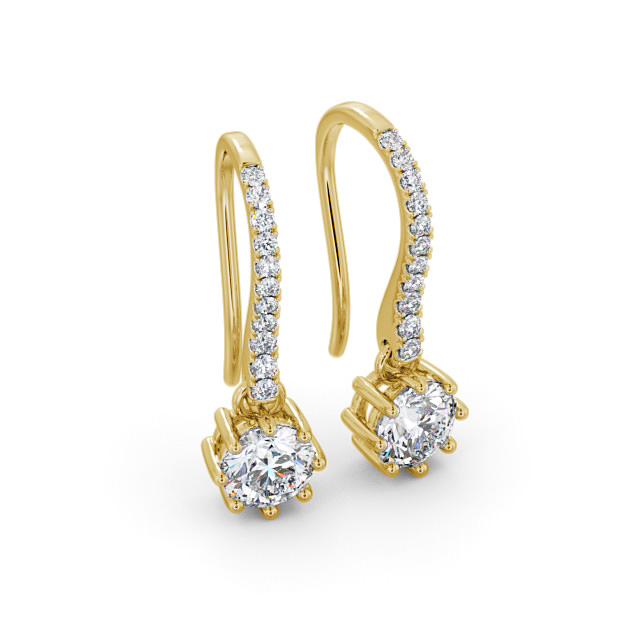 Drop Round Diamond Earrings 18K Yellow Gold - Lorenza ERG139_YG_FLAT