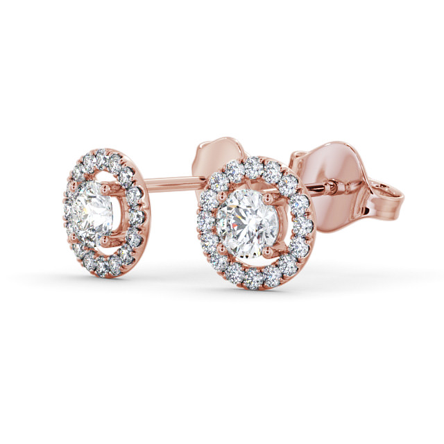 Halo Round Diamond Earrings 9K Rose Gold - Hanneli ERG140_RG_SIDE