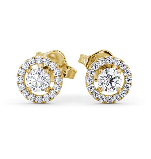  Halo Round Diamond Earrings 18K Yellow Gold - Hanneli ERG140_YG_THUMB2 