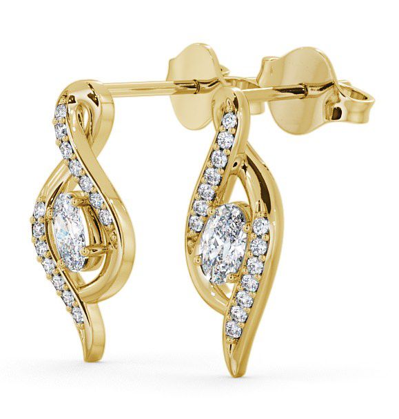 Drop Oval Diamond 0.52ct Earrings 9K Yellow Gold - Logan ERG14_YG_THUMB1