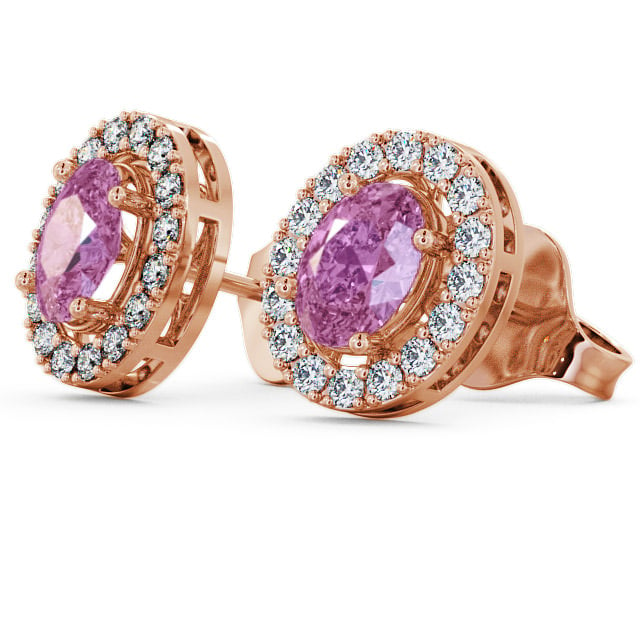  Halo Pink Sapphire and Diamond 1.62ct Earrings 9K Rose Gold - Eyam ERG17GEM_RG_PS_THUMB1 