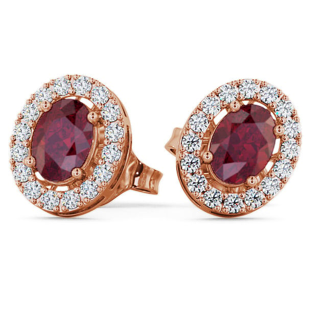  Halo Ruby and Diamond 1.62ct Earrings 9K Rose Gold - Eyam ERG17GEM_RG_RU_THUMB2 