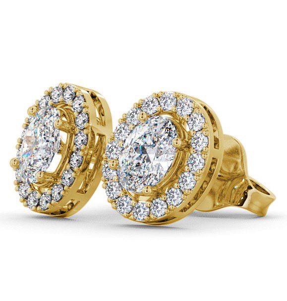  Halo Oval Diamond Earrings 18K Yellow Gold - Eyam ERG17_YG_THUMB1 