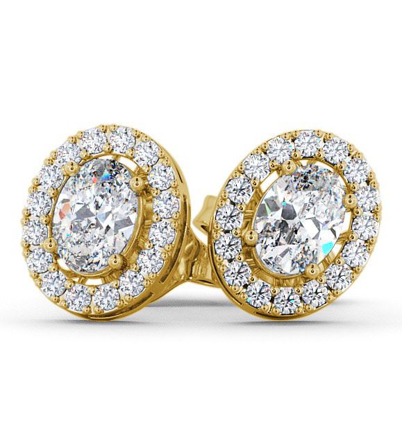  Halo Oval Diamond Earrings 18K Yellow Gold - Eyam ERG17_YG_THUMB2 