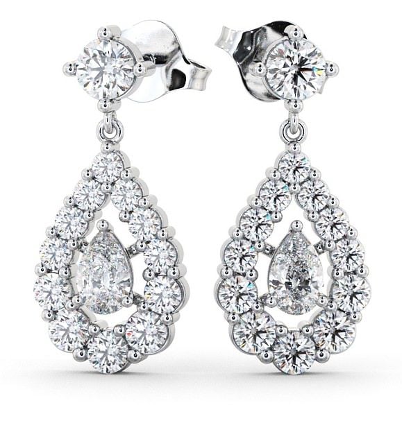  Drop Pear Diamond Earrings 9K White Gold - Gulviel ERG18_WG_THUMB2 