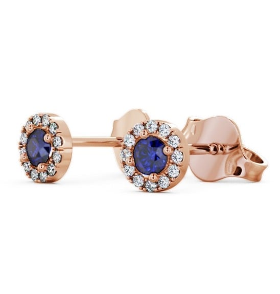 Halo Blue Sapphire and Diamond 0.40ct Earrings 18K Rose Gold - Adare ERG1GEM_RG_BS_THUMB1