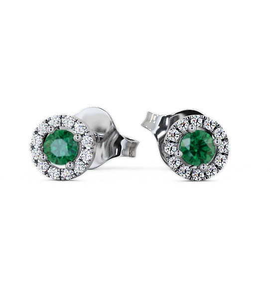  Halo Emerald and Diamond 0.34ct Earrings 9K White Gold - Adare ERG1GEM_WG_EM_THUMB2 