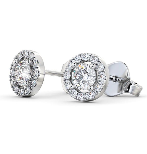  Halo Round Diamond Earrings 18K White Gold - Adare ERG1_WG_THUMB1 