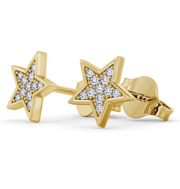 Star Shape Round Diamond Earrings 18K Yellow Gold - Mayfair ERG23_YG_THUMB1