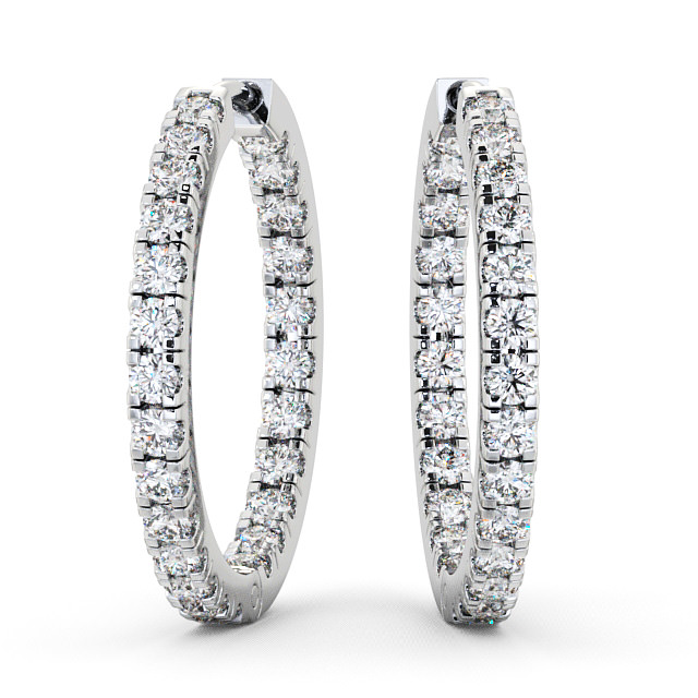  Hoop Round Diamond Earrings 18K White Gold - Kersall ERG25_WG_THUMB2 