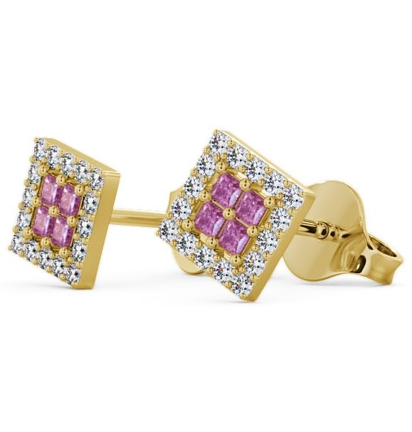 Cluster Pink Sapphire and Diamond 0.26ct Earrings 18K Yellow Gold - Caledon ERG26GEM_YG_PS_THUMB1