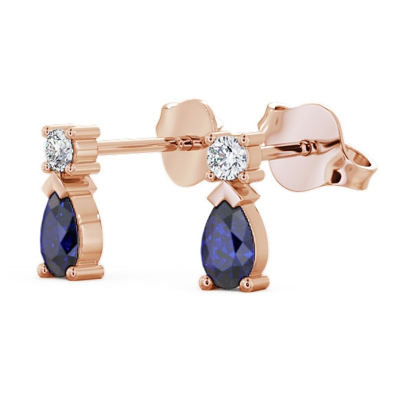 Drop Style Blue Sapphire and Diamond 0.72ct Earrings 9K Rose Gold - Adeyfield ERG34GEM_RG_BS_THUMB1