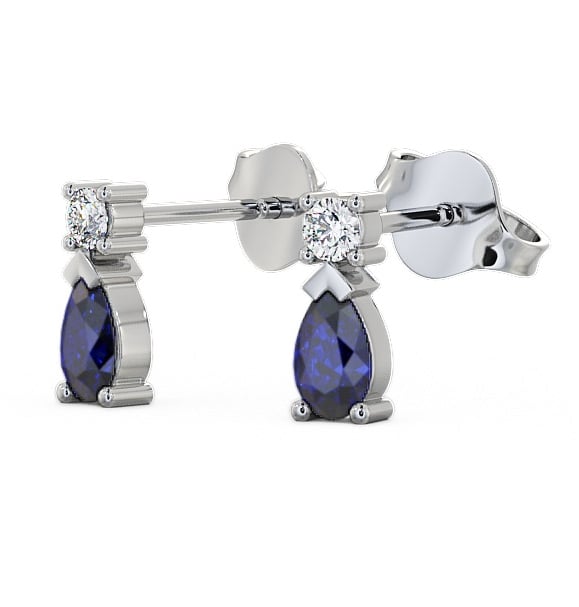  Drop Style Blue Sapphire and Diamond 0.72ct Earrings 18K White Gold - Adeyfield ERG34GEM_WG_BS_THUMB1 