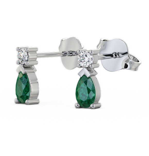  Drop Style Emerald and Diamond 0.62ct Earrings 18K White Gold - Adeyfield ERG34GEM_WG_EM_THUMB1 