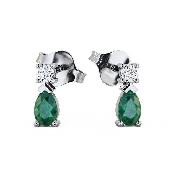  Drop Style Emerald and Diamond 0.62ct Earrings 18K White Gold - Adeyfield ERG34GEM_WG_EM_THUMB2 