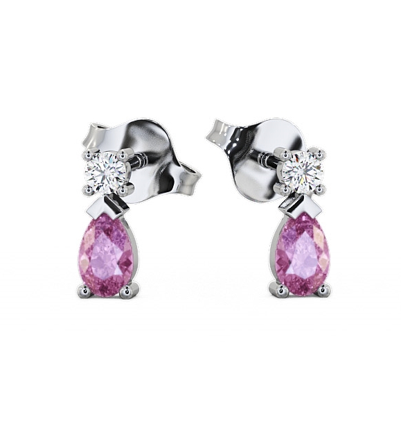  Drop Style Pink Sapphire and Diamond 0.72ct Earrings 18K White Gold - Adeyfield ERG34GEM_WG_PS_THUMB2 