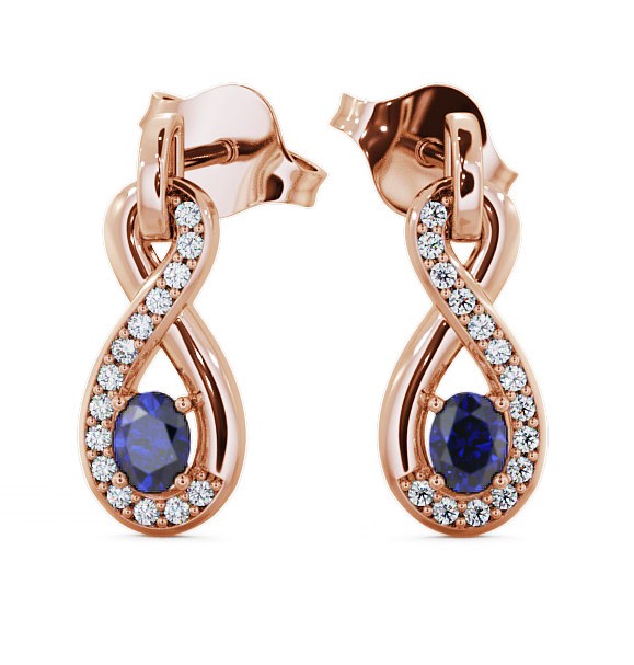  Drop Style Blue Sapphire and Diamond 0.81ct Earrings 9K Rose Gold - Dunslea ERG36GEM_RG_BS_THUMB2 