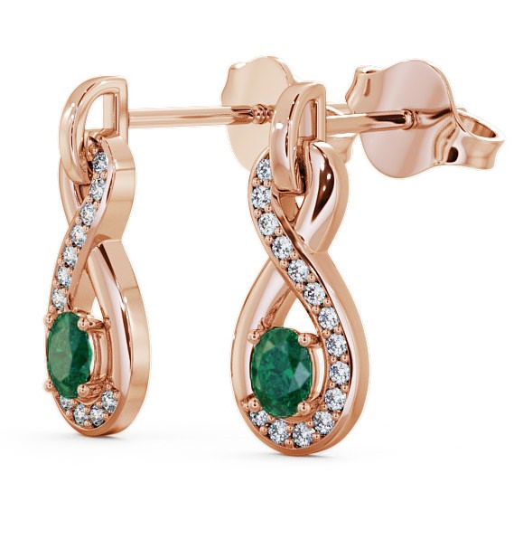  Drop Style Emerald and Diamond 0.61ct Earrings 9K Rose Gold - Dunslea ERG36GEM_RG_EM_THUMB1 