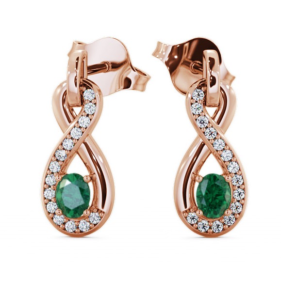  Drop Style Emerald and Diamond 0.61ct Earrings 9K Rose Gold - Dunslea ERG36GEM_RG_EM_THUMB2 