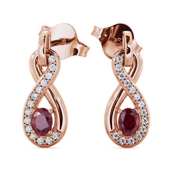  Drop Style Ruby and Diamond 0.81ct Earrings 9K Rose Gold - Dunslea ERG36GEM_RG_RU_THUMB2 