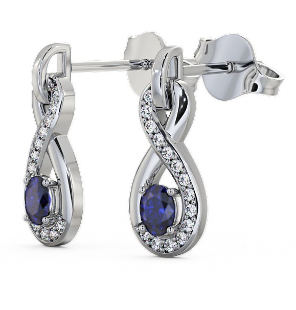  Drop Style Blue Sapphire and Diamond 0.81ct Earrings 9K White Gold - Dunslea ERG36GEM_WG_BS_THUMB1 