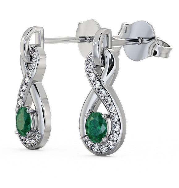  Drop Style Emerald and Diamond 0.61ct Earrings 9K White Gold - Dunslea ERG36GEM_WG_EM_THUMB1 