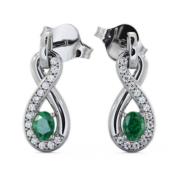  Drop Style Emerald and Diamond 0.61ct Earrings 9K White Gold - Dunslea ERG36GEM_WG_EM_THUMB2 