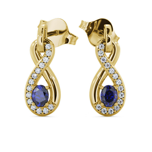 Drop Style Blue Sapphire and Diamond 0.81ct Earrings 18K Yellow Gold - Dunslea ERG36GEM_YG_BS_UP