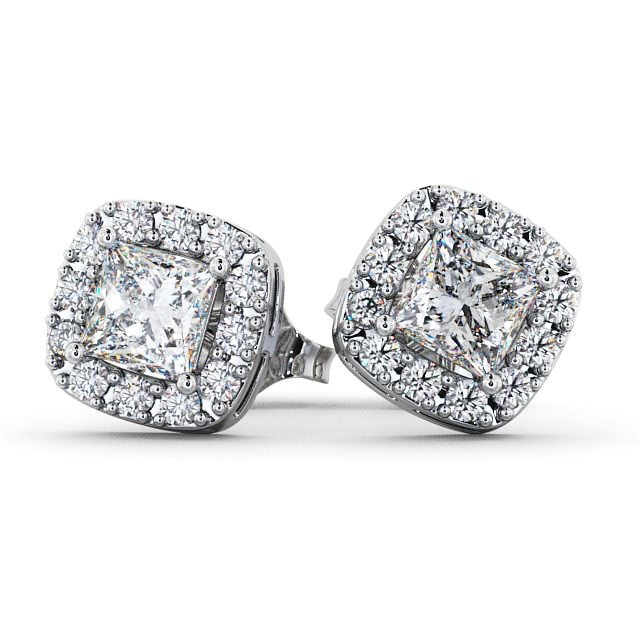 Halo Princess Diamond Earrings 18K White Gold - Bethania ERG3_WG_UP
